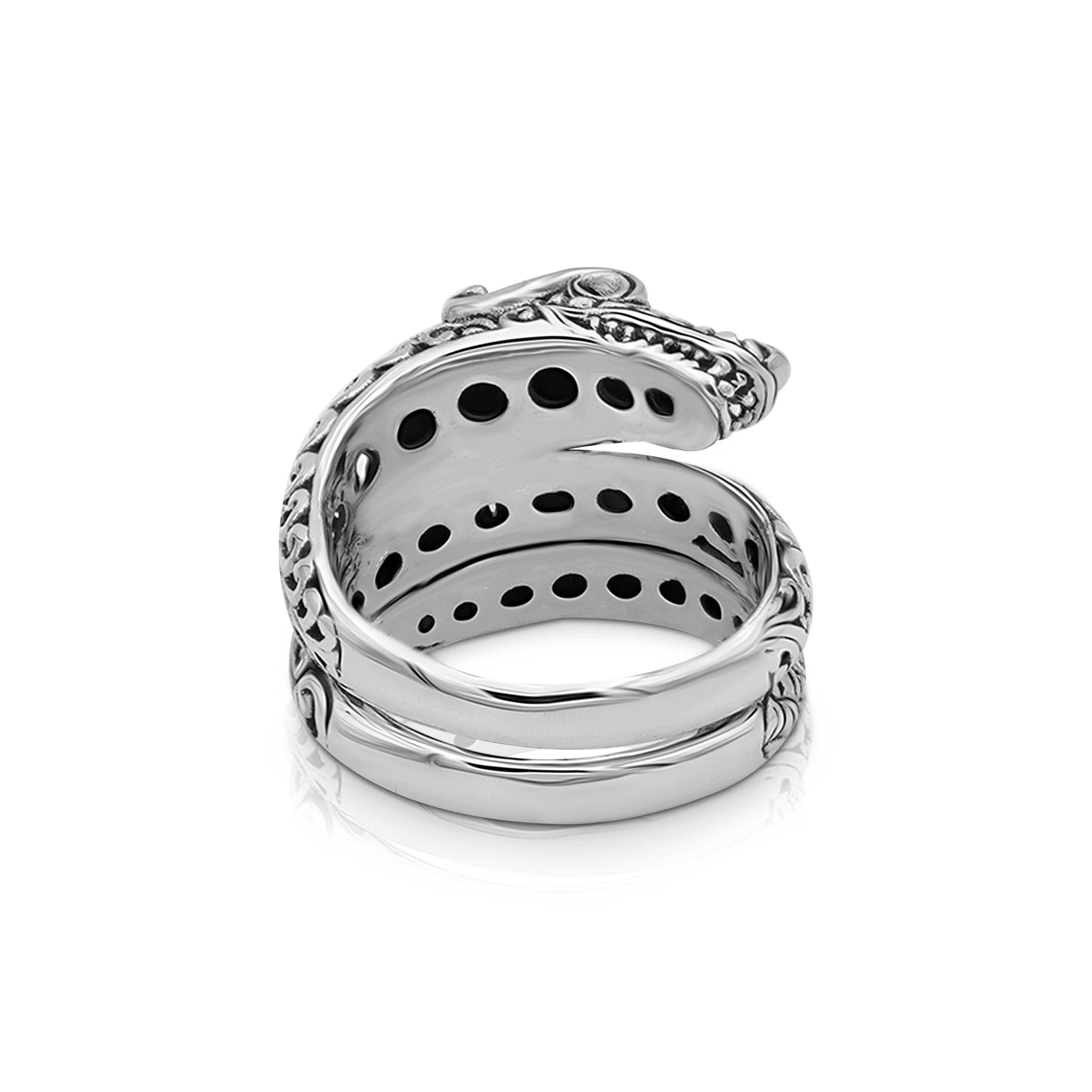 Damai Designs - Wholesale Cocktail/Statement Ring - Artisan Balinese Sterling Silver Dragon Ring with Garnet4