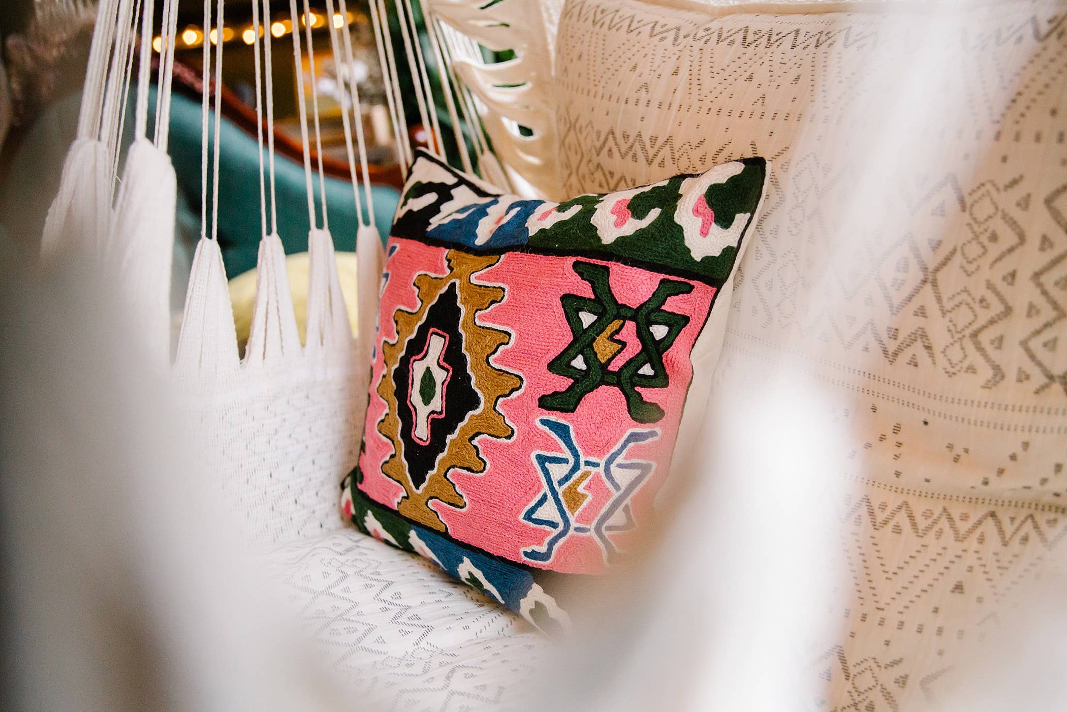 Cashmere Crafts Inc - Wholesale Throw Pillow Cover - Kilim Design Hand Embroidered 16 Inch Pillow Cover3