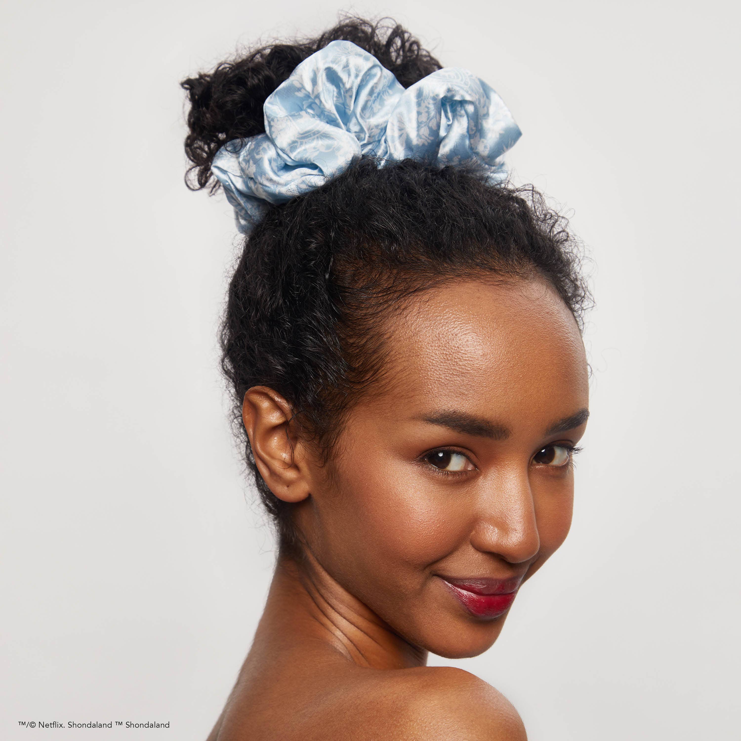 Wholesale Kitsch x Bridgerton Satin Pillow Scrunchies / Toile De Blue