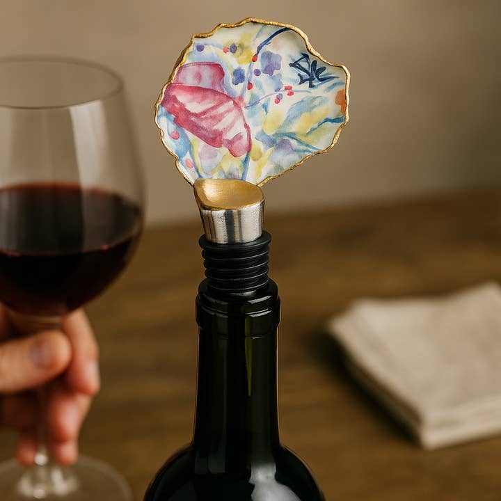 Watercolor Ocean Oyster Shell Wine Stopper – Gold Rim and other Purchase Wholesale oyster shells for crafts. Free Returns & Net 60 Terms on Faire trending on Faire.