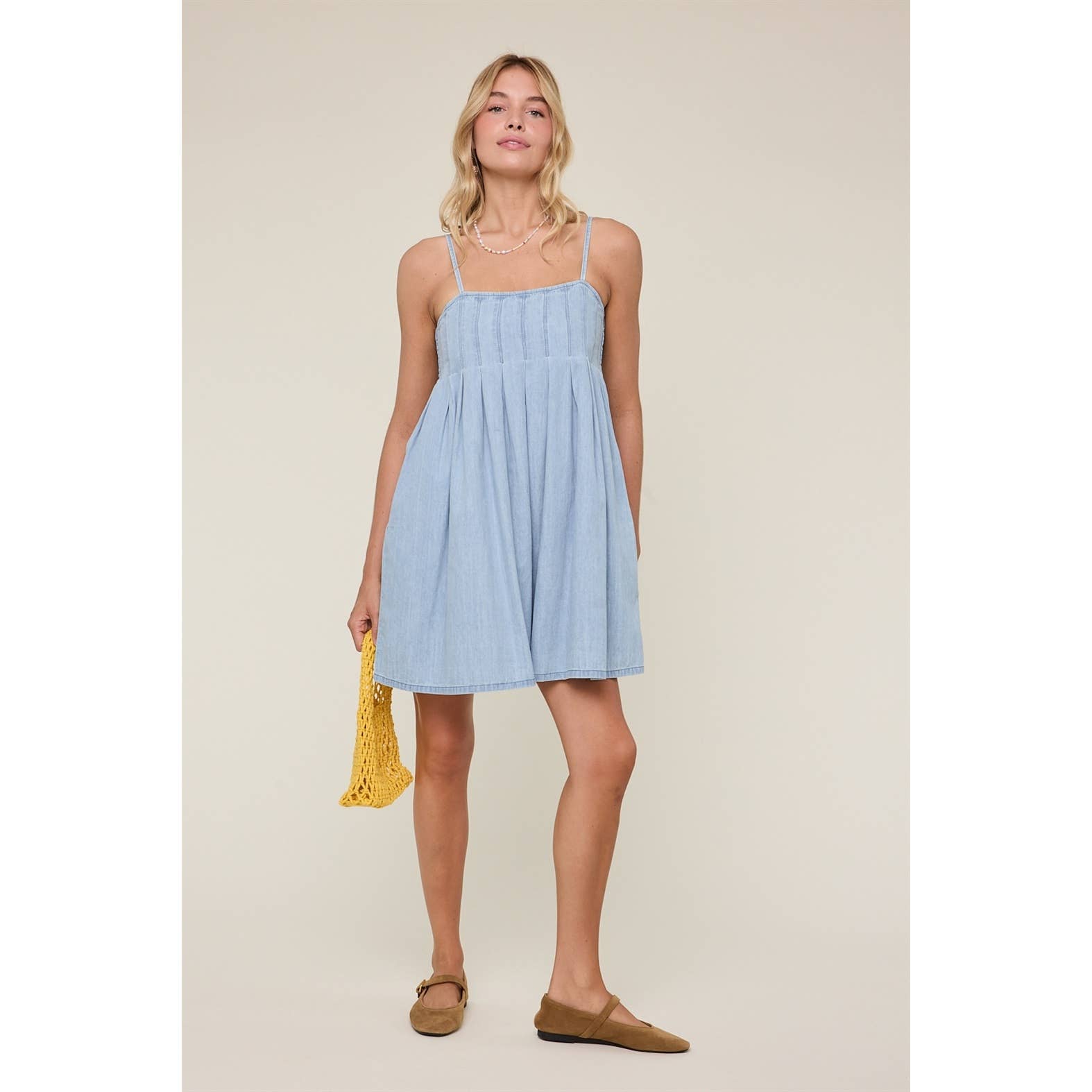 Wishlist Apparel - Wholesale Dress - Women's - PLEATED DENIM MINI DRESS / WL25-117131