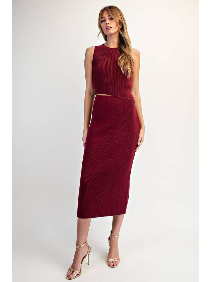 Edit by Nine - Wholesale Skirt - Women's - Ribbed Shimmer Sweater Midi Skirt3