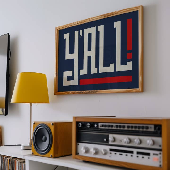 Tejas Country Club - Wholesale Art Print - Y'all Typography Navy and White Wall Art Print Poster Decor (FLAT)3