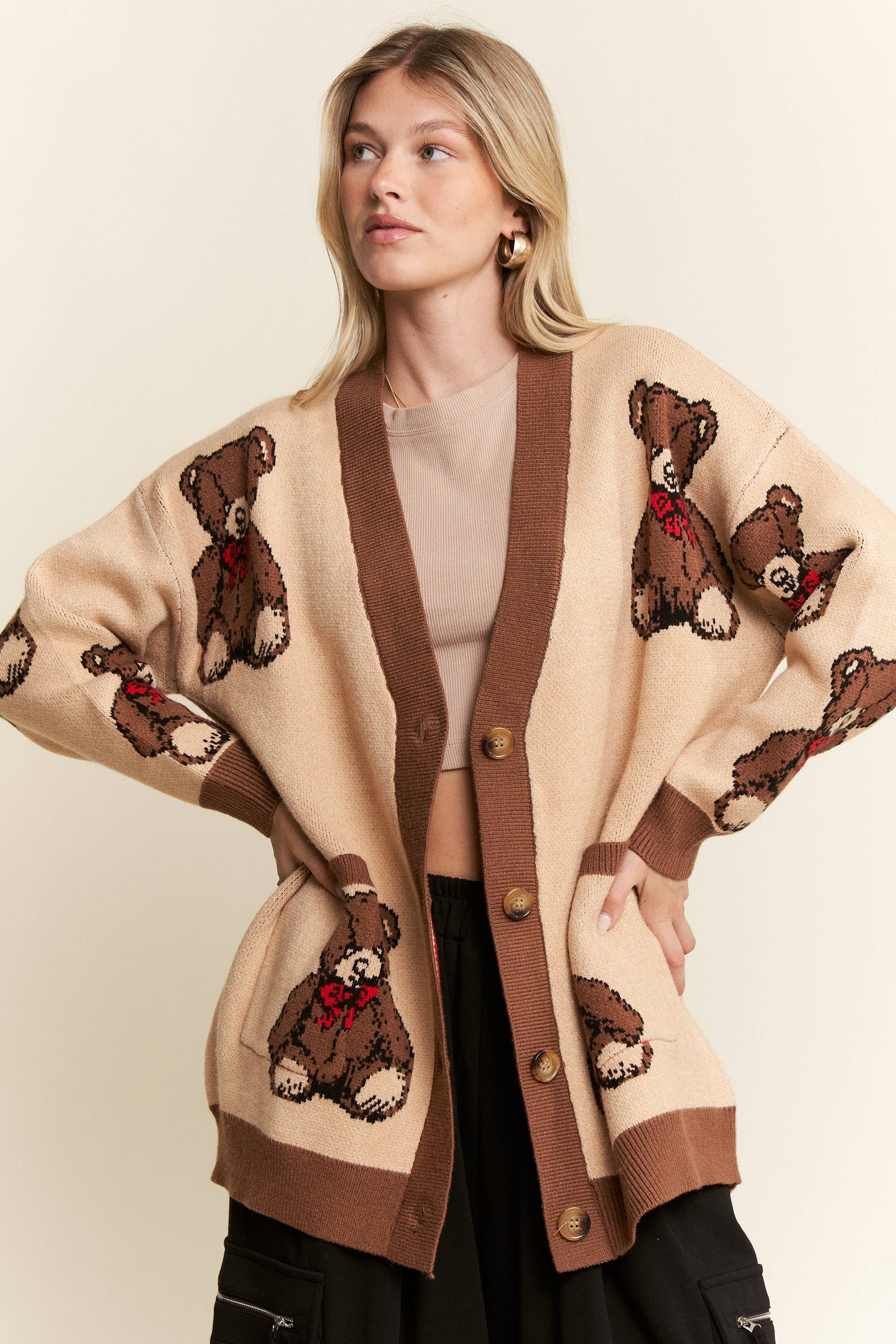 JADE BY JANE - Wholesale Cardigan - Women's - BEARY ADORABLE CARDIGAN