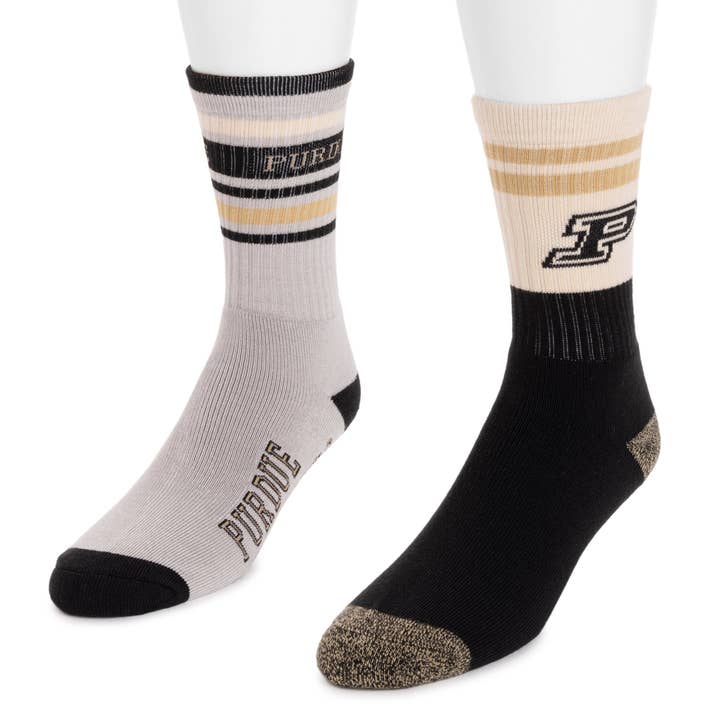 Muk Luks - Wholesale Socks - Unisex - Purdue GameDay Unisex Crew Socks 2 Pack