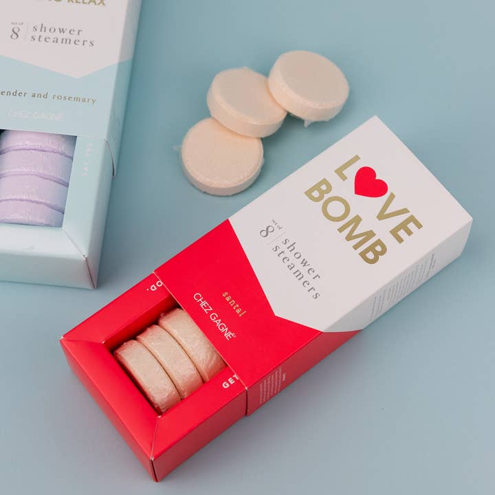 Chez Gagné - Wholesale Shower Steamer/Bomb - Love Bomb Shower Steamers - Santal - Set of 8 Tabs