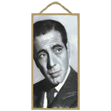 Humprey Bogart (black and white) Â 5" x 10" wood plaque, sig for wholesale by SJT Enterprises, Inc.