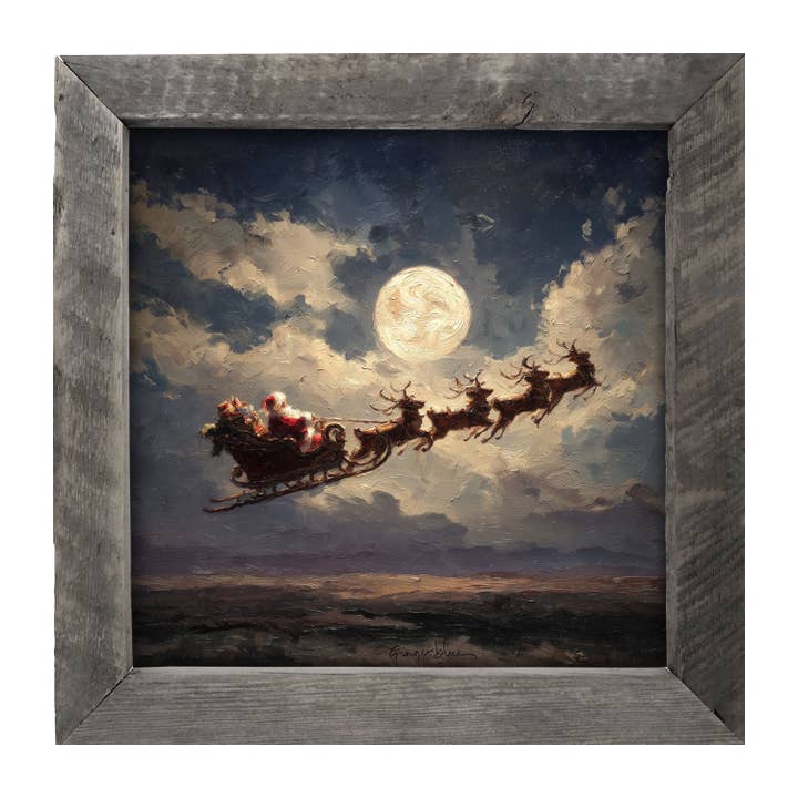 ginger blue - Wholesale Art Print - Santa Flying under Full Moon6