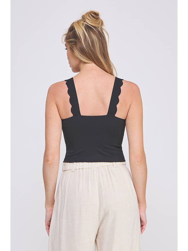 Allie Rose - Wholesale Bralette - Women's - Lovely scallop edge lace bralette tank; padded2