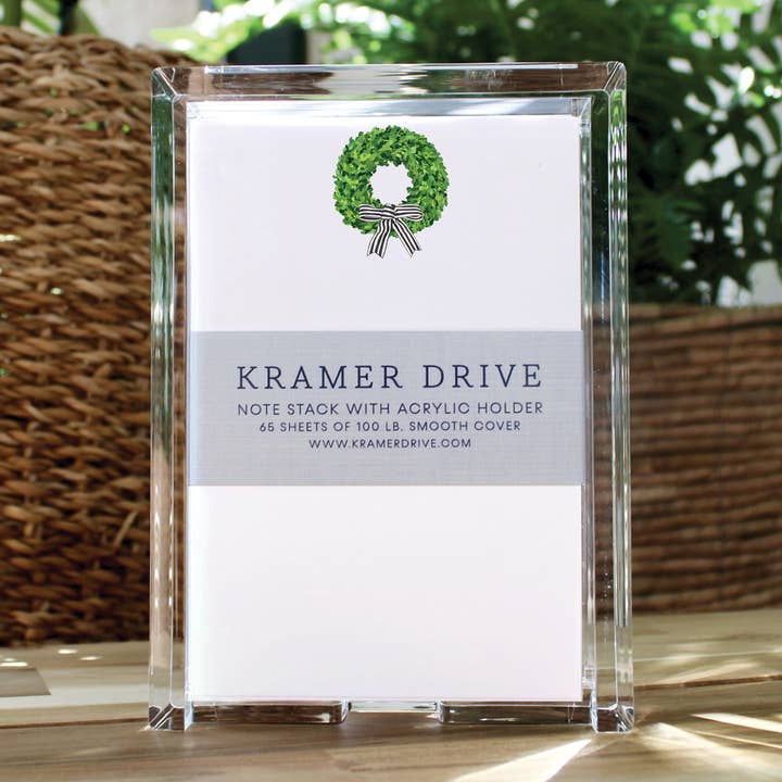 Boxwood Wreath Note Stack for wholesale by Kramer Drive