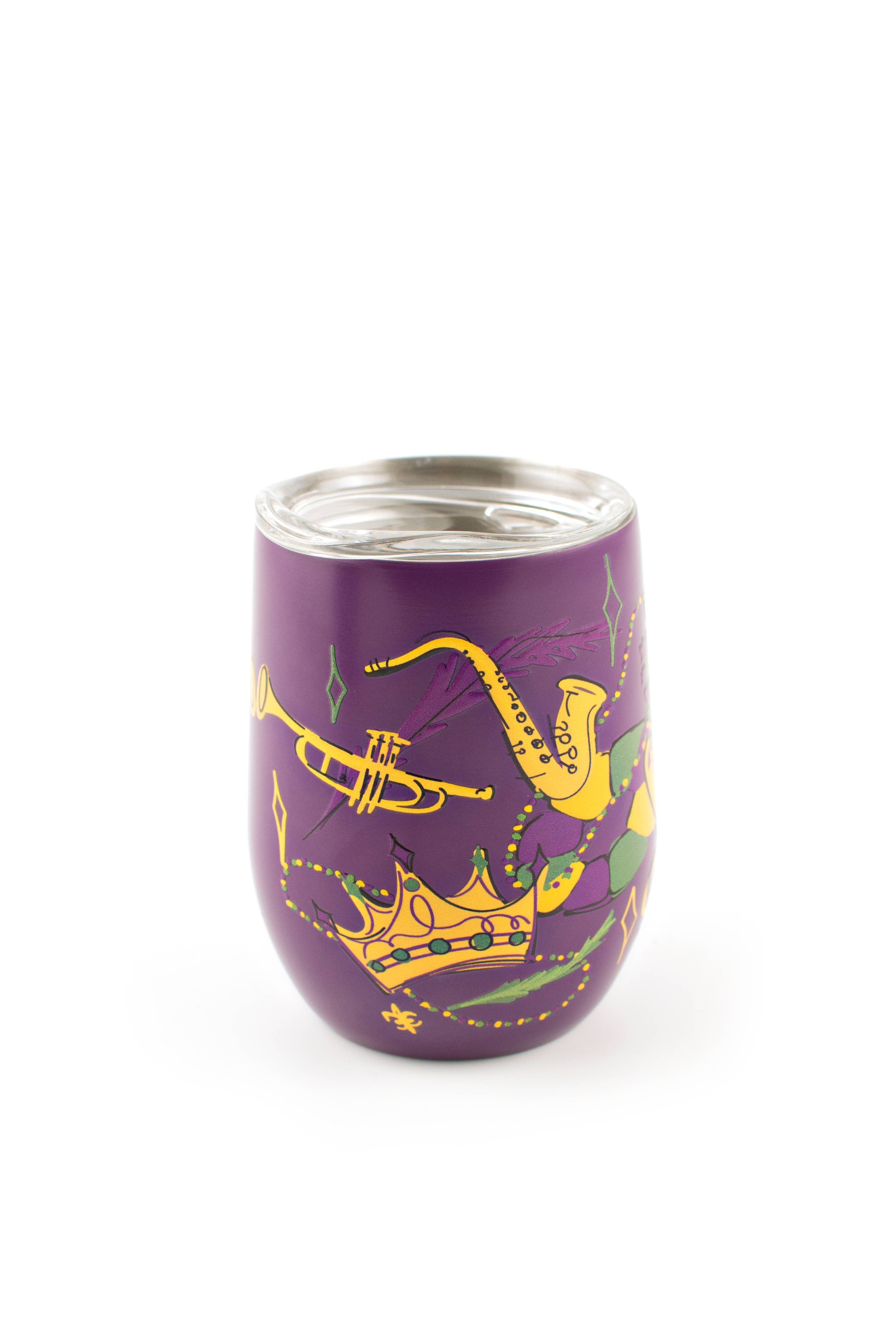 THE PARISH LINE - Wholesale Insulated Mug/Tumbler - Stainless Wine Tumbler - Mardi Gras Mask1