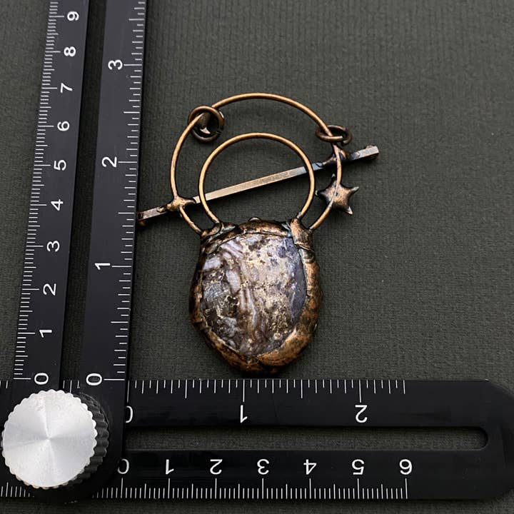 Mio Queena - Wholesale Spiritual Stone/Crystal - Vintage Star Moon Agate Treasure Basin Stone Pendant - CS2