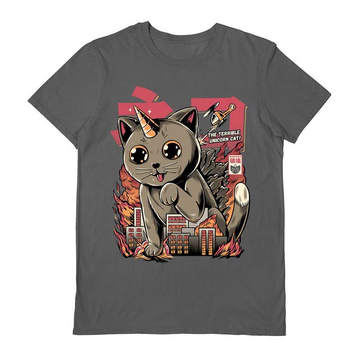 Pyramid International - Wholesale T-Shirt (Graphic) - Unisex - Ilustrata (Catzilla Charcoal)