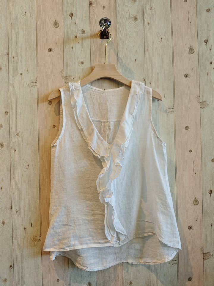 Linen & More - Wholesale Blouse - Women's - REF 17461 100% LINEN RUFFLE T-SHIRT10