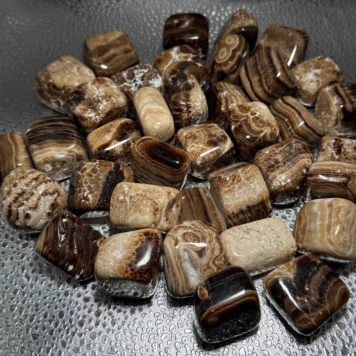 1 KG 30-32 PIECES CHOCOLATE CALCITE THUMBLE STONES for wholesale by ZeeRocks