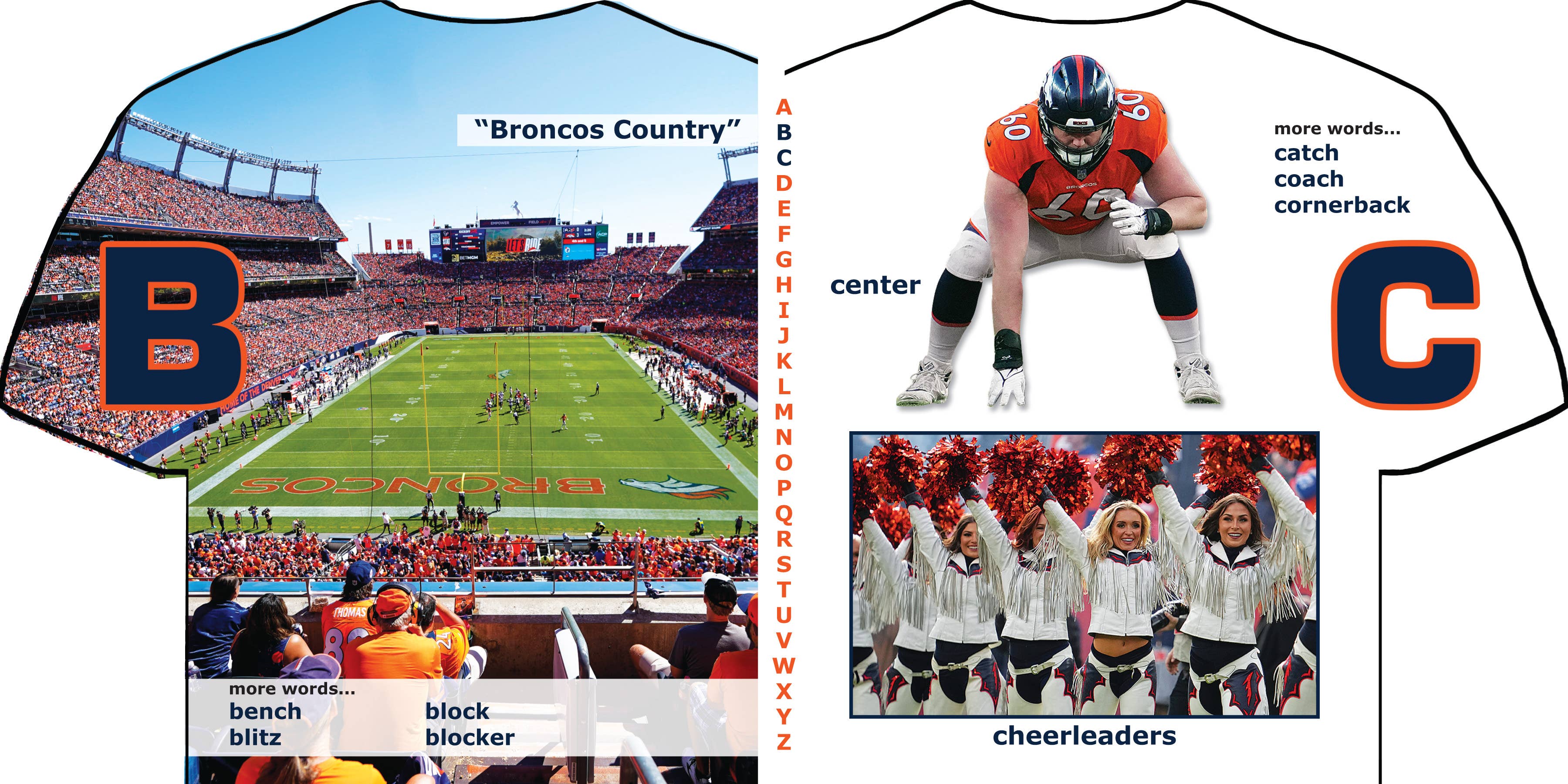 Michaelson Entertainment-Childrens Sports Board Books & Toys - Wholesale Baby & Toddler Book (0-2) - Denver Broncos ABC1
