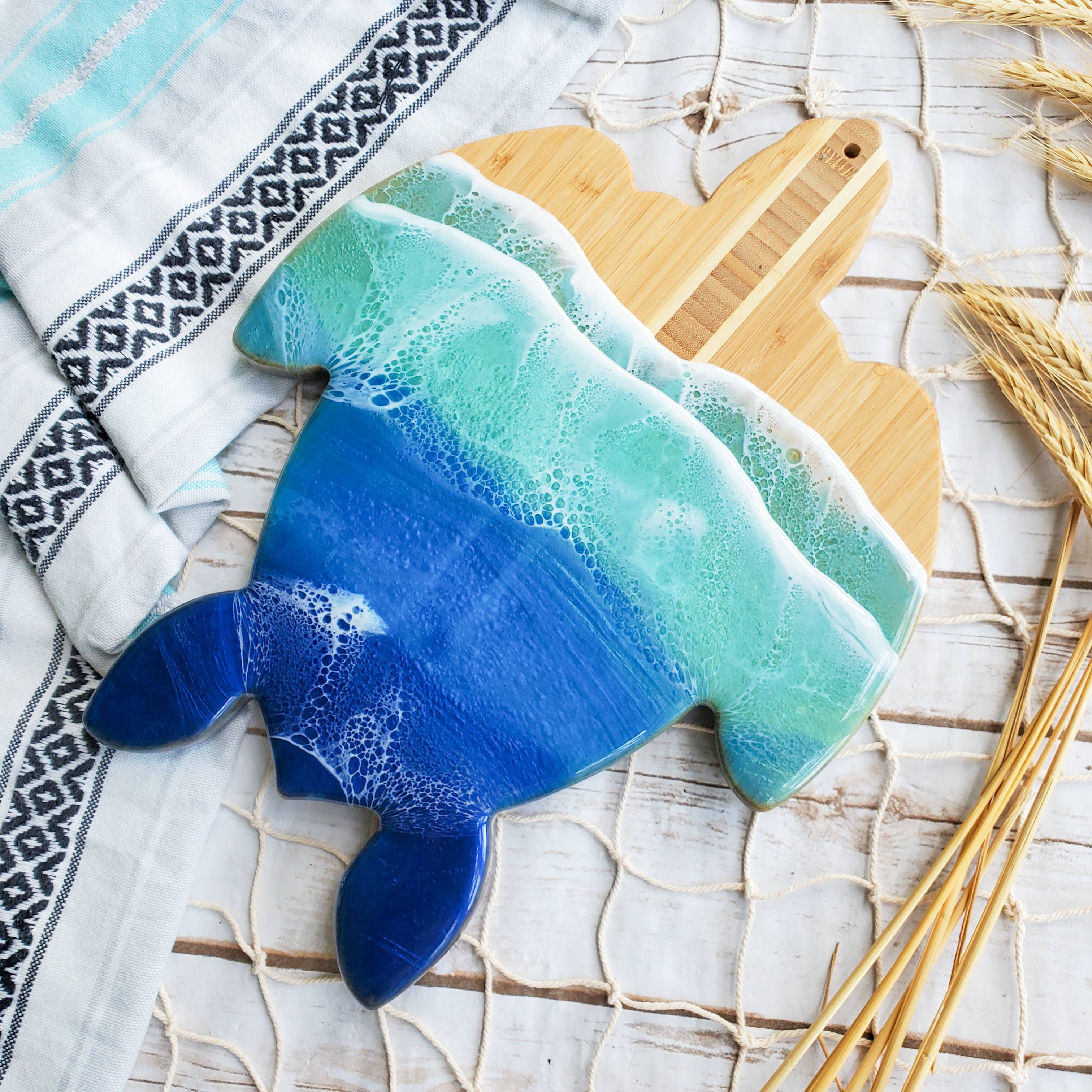 Citrus Waves Art - Wholesale Cheese Board - Sea Turtle Charcuterie Board