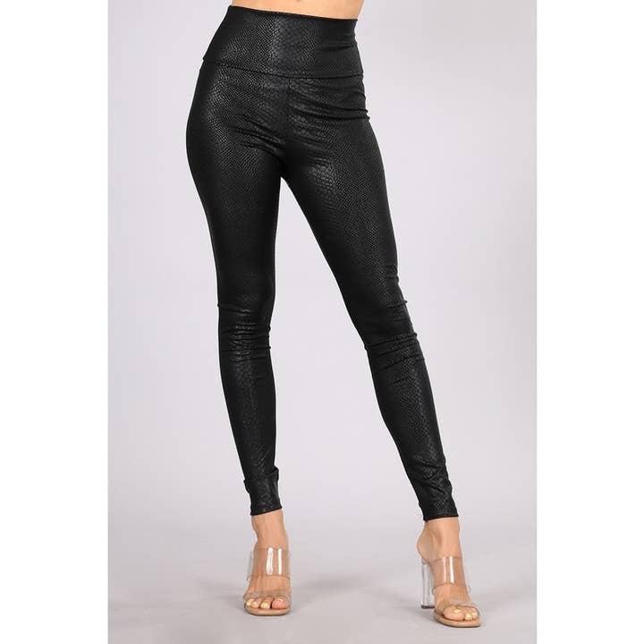SCHWARZ Leggings mit hoher Taille und Schlangenmuster für den Großhandel auf Faire