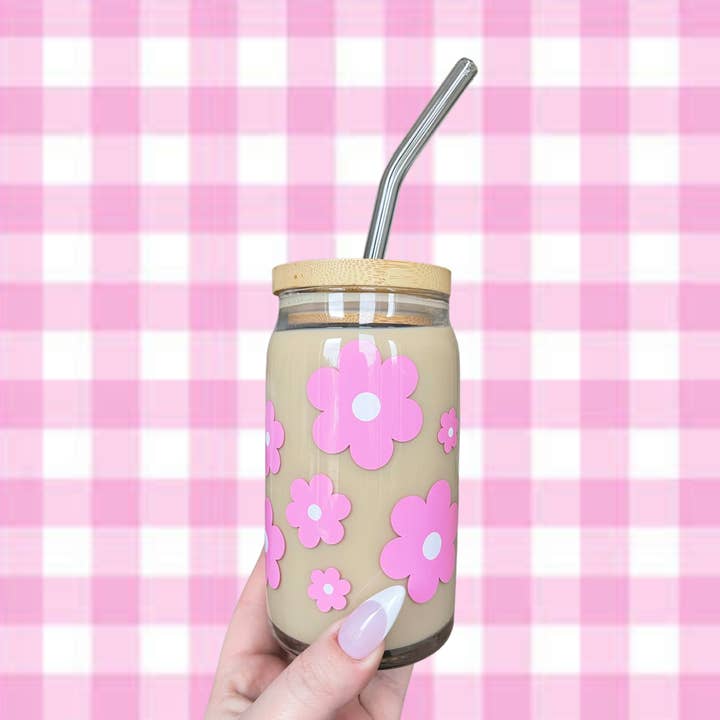 Glasdose mit pastellfarbenen Blumen für den Großhandel von Little Design Collective