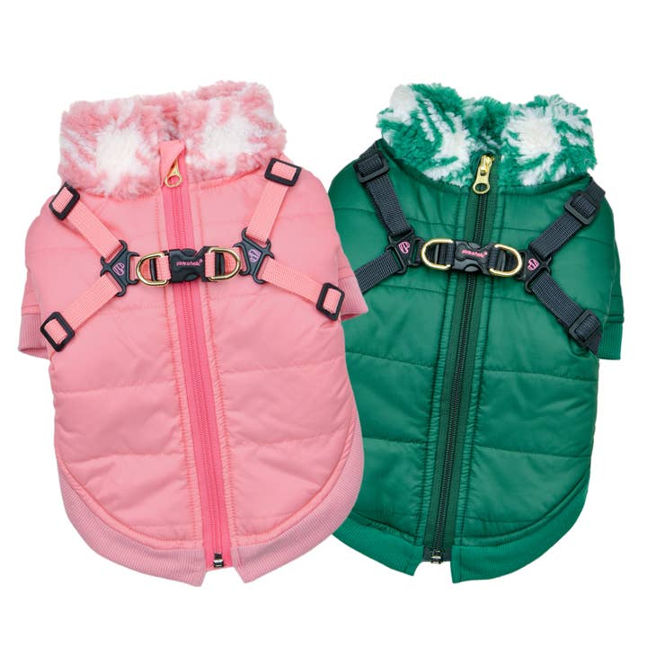 Puppia International Inc. - Wholesale Pet Coat - Dog - PINKAHOLIC XENIA DOG COAT W/ INTEGRATED HARNESS