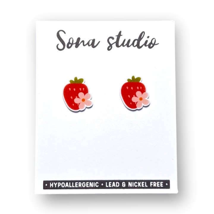 Strawberry Flower Earrings for wholesale by Sona Studio