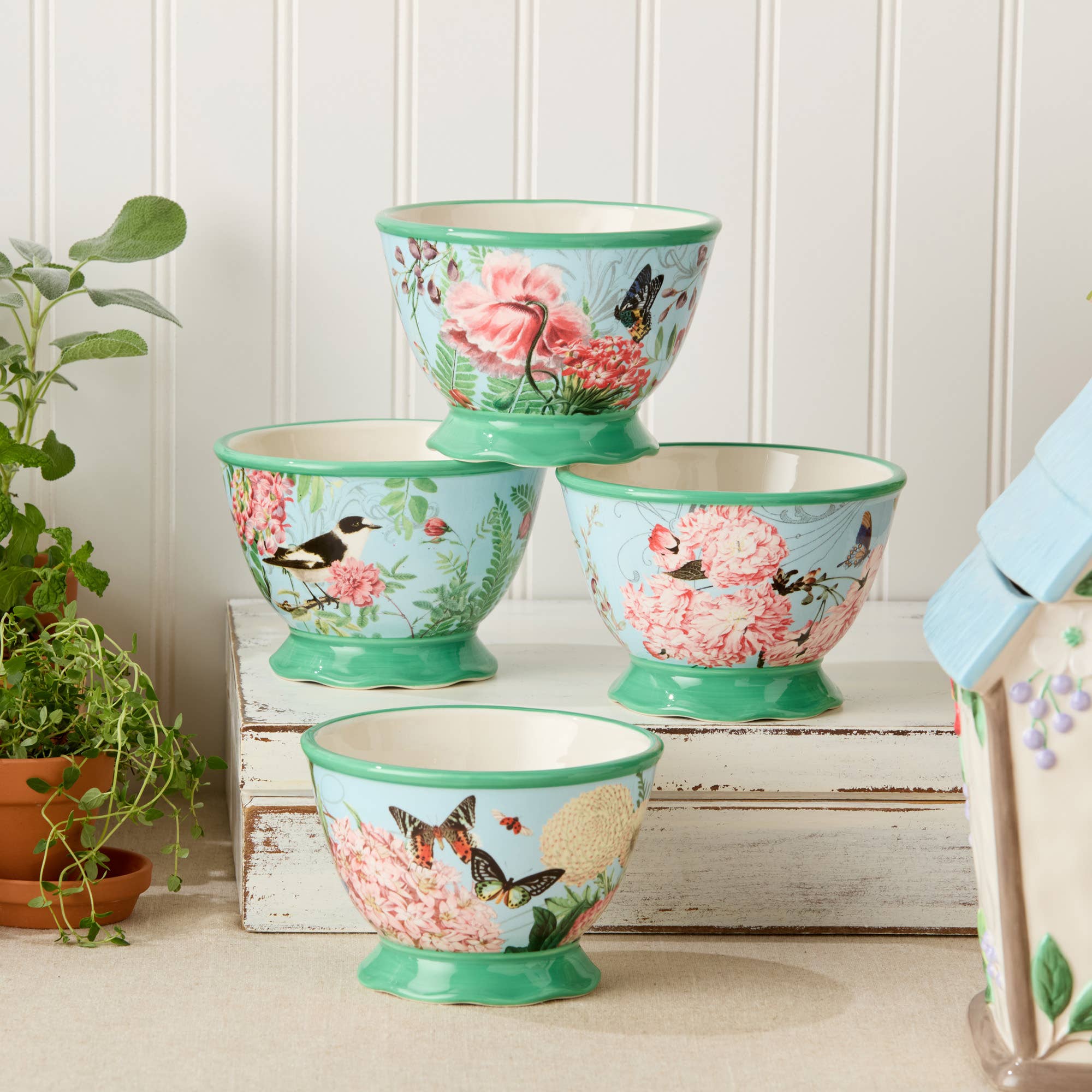 Certified International - Wholesale Bowl - Flora Ice Cream Bowl 5.25in x 3in 4 asstorted 24 oz0