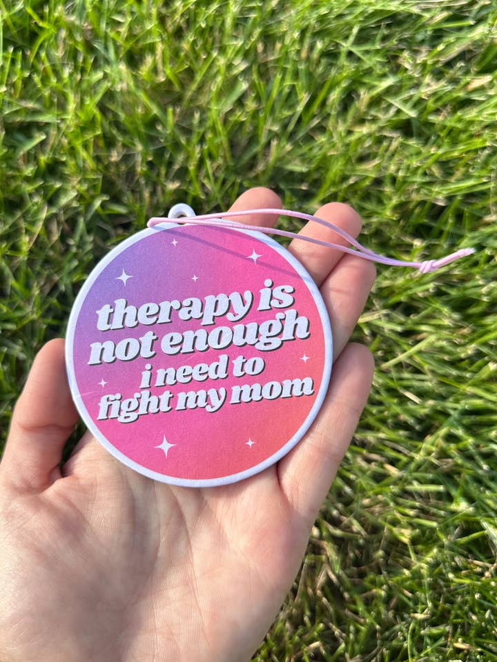 I Need To Fight My Mom Circle Car Air Freshener - Rose for wholesale by ShlemonArt