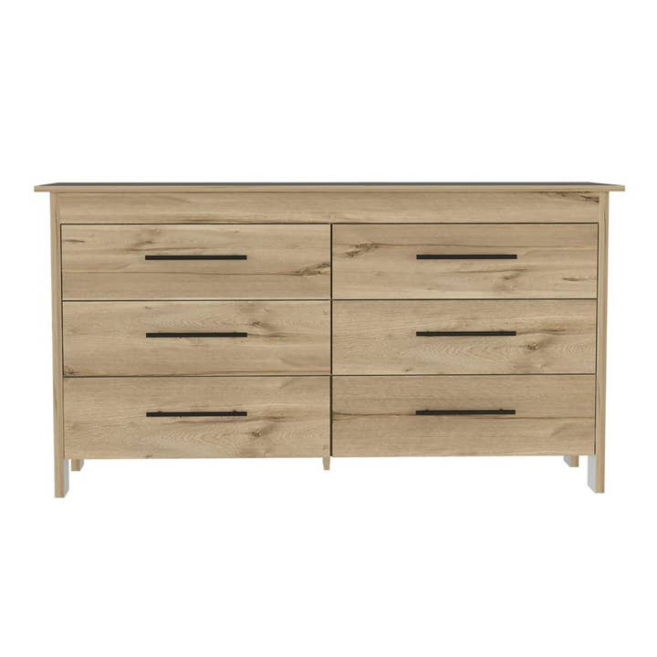 Treevol Furniture - Wholesale Bedroom Furniture - Wezz 6 Drawer Double Dresser, Superior Top, Light Oak Finish