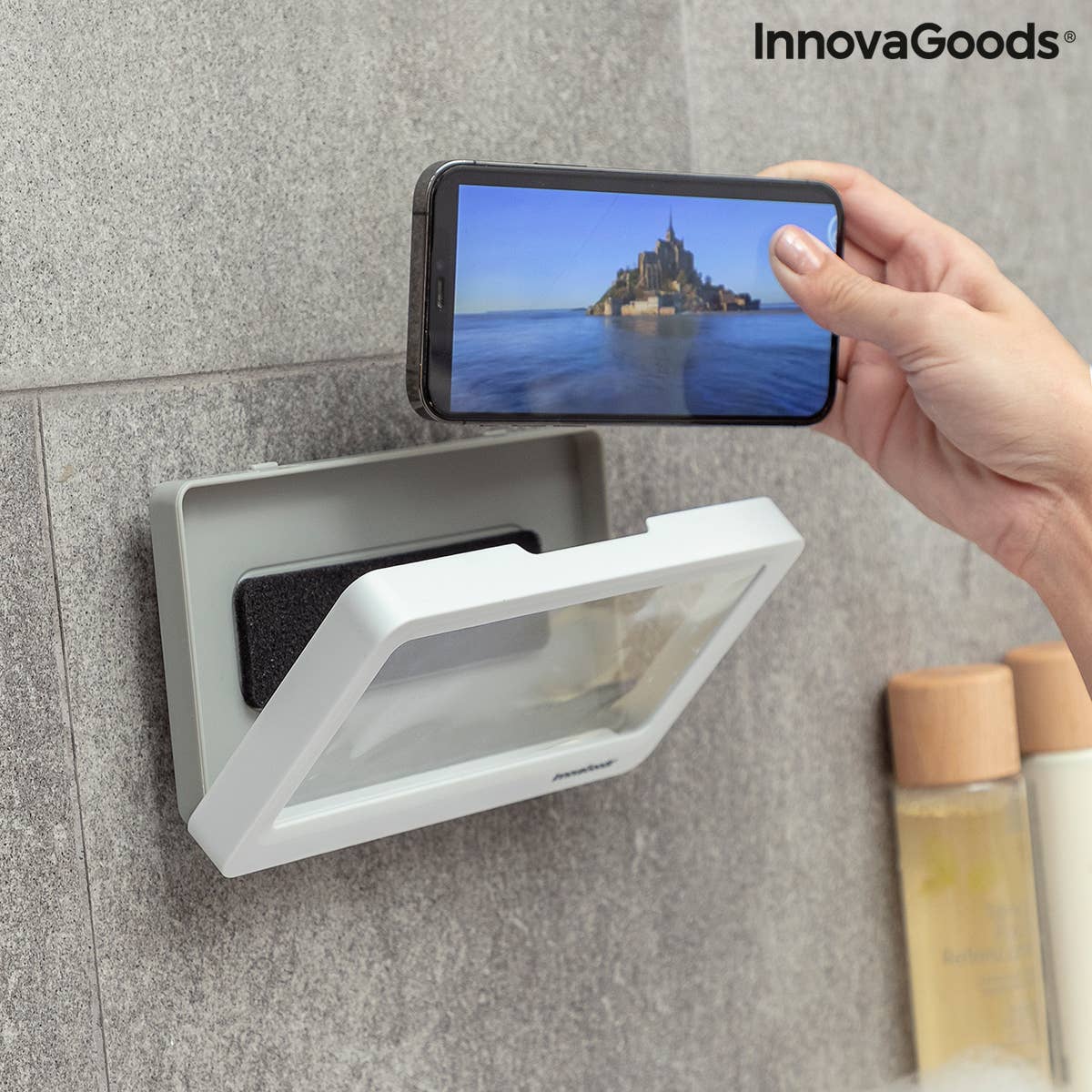 InnovaGoods - Vendita all'ingrosso Supporto per telefono/tablet - Custodia impermeabile da parete per smartphone Cashower2
