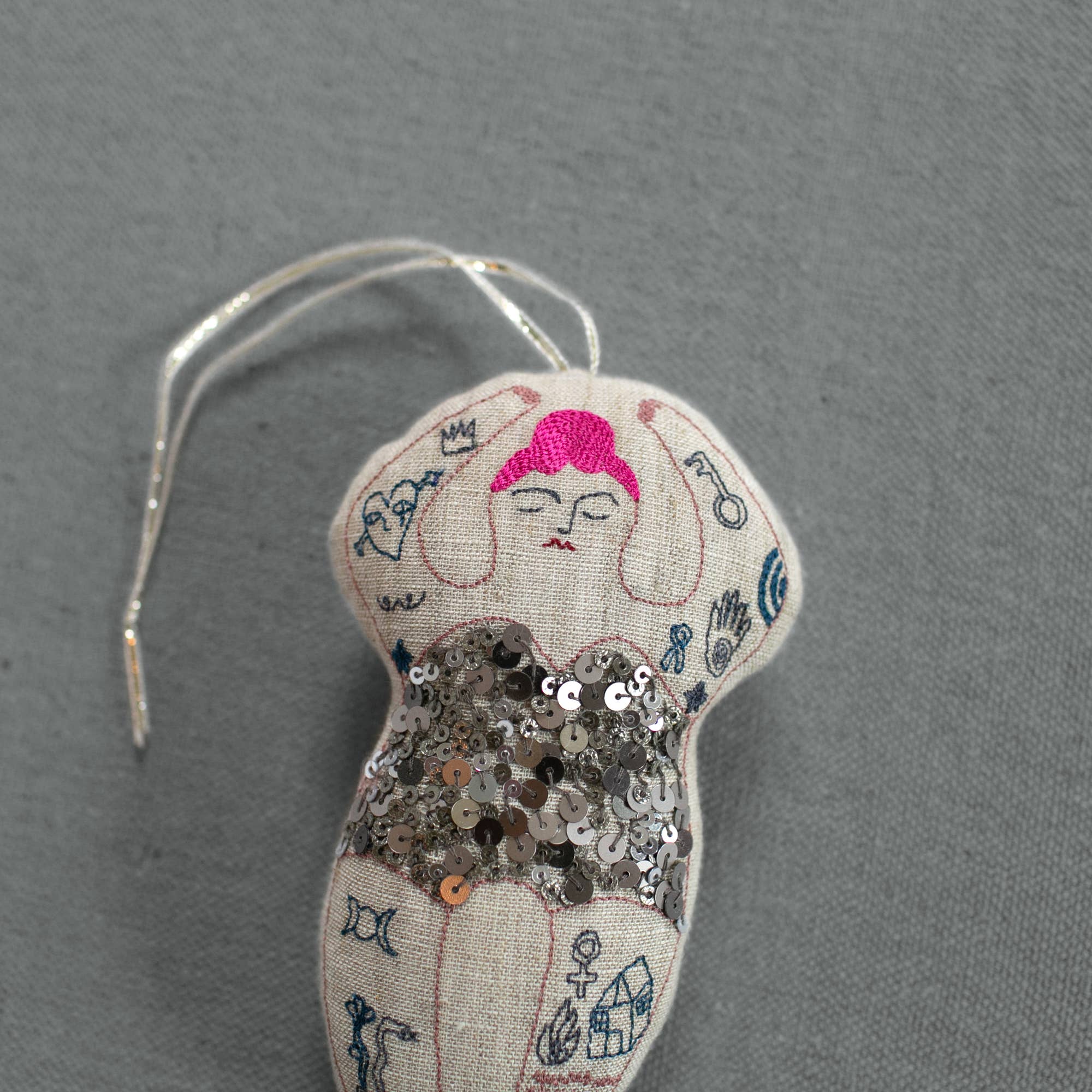 Skippy Cotton - Wholesale Ornament - Tattooed Strong Lady - Cotton-filled Ornament, Token3