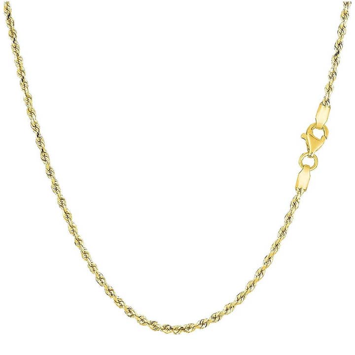 Italian 14K Yellow Gold 1.5MM Diamond Cut Rope Chain 16-24 Inch for wholesale by Vesa Jewels