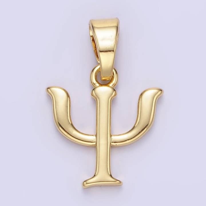24K Gold Filled Medical "Psi" Greek Letter Script Minimalist Pendant | AA1351 for wholesale by Aim Eternal