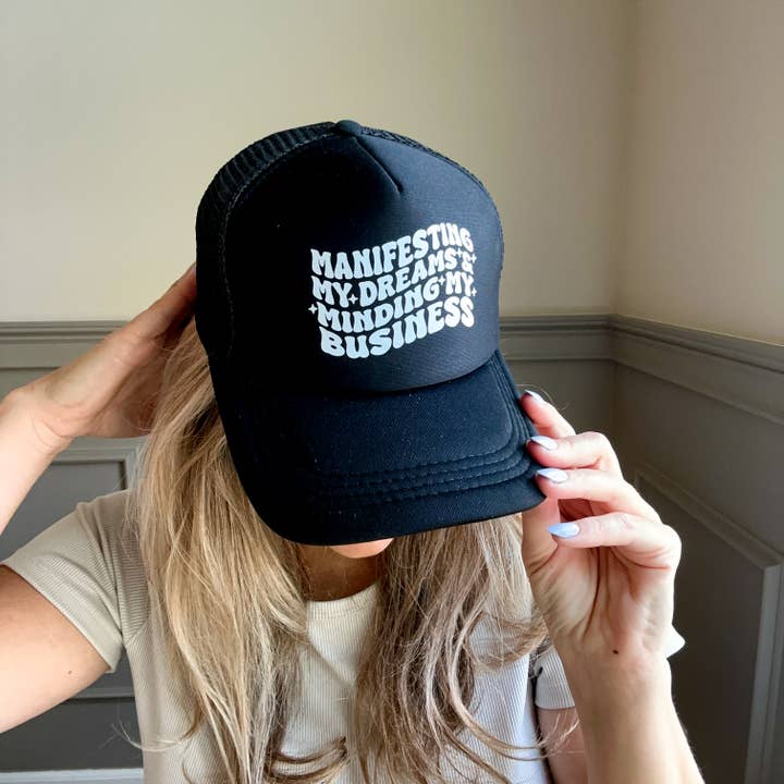 Manifesting My Dreams Graphic Trucker Hat for wholesale by Sunrise Collective