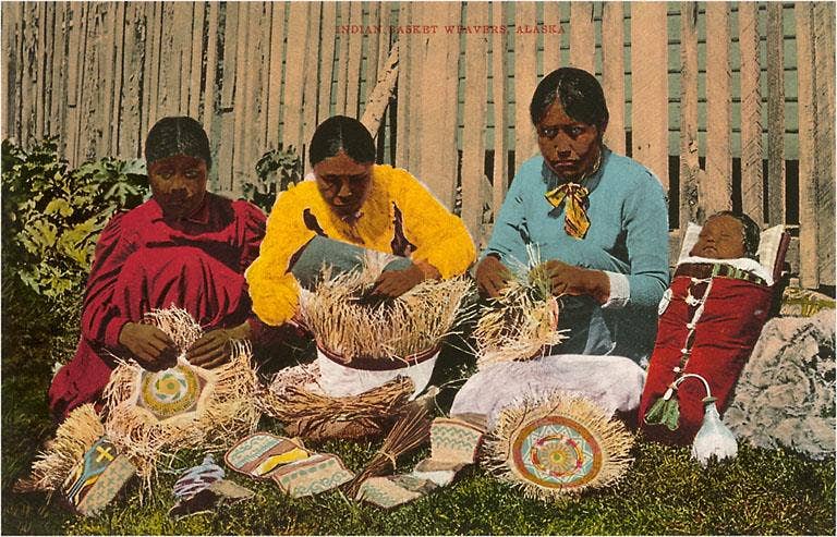 Found Image Press - Wholesale Postcard - Postcard AK-40 Eskimos Weaving Baskets0