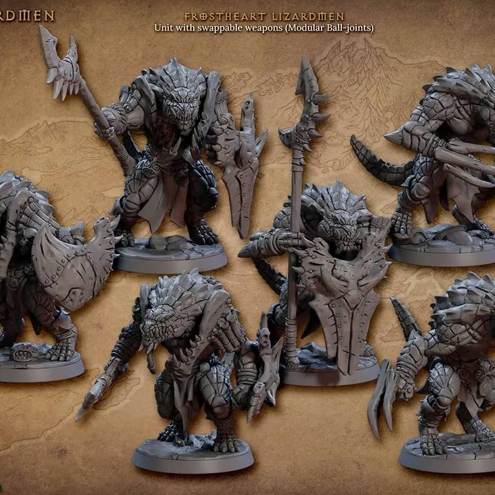 Frostheart Hagedismensen - Ambachtsgilde | DnD Miniatuur | Hagedis | Monster | Ranger | Strijder | Barbaar | Seraphon | Pathfinder 2E, 28mm 32mm voor wholesale door The Beaver and Broadsword
