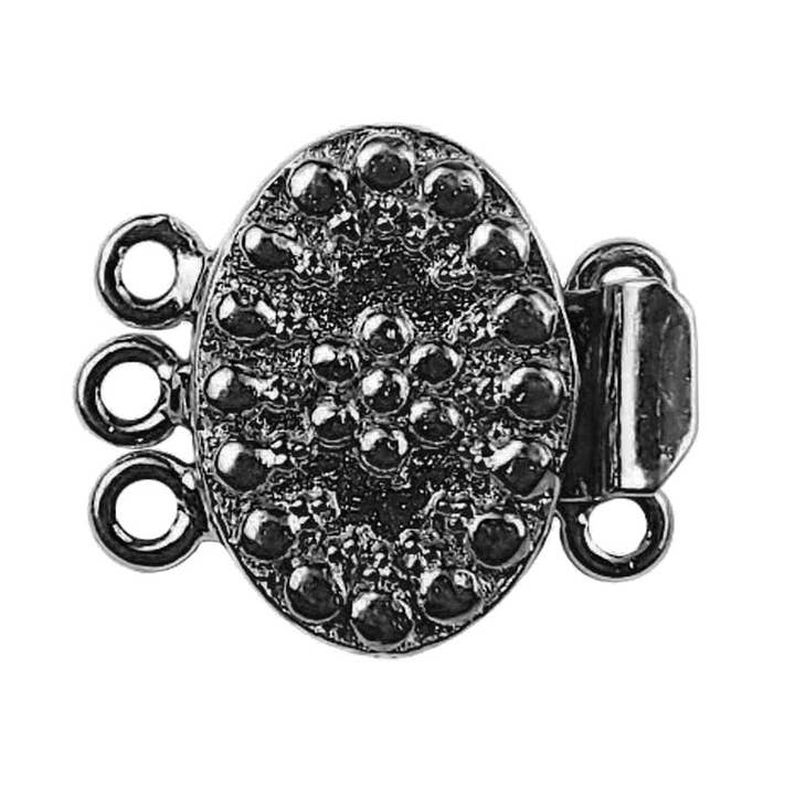 CR-388 Black Rhodium Overlay Multi Strand Clasp With 3 Hole for wholesale by Bali Designs