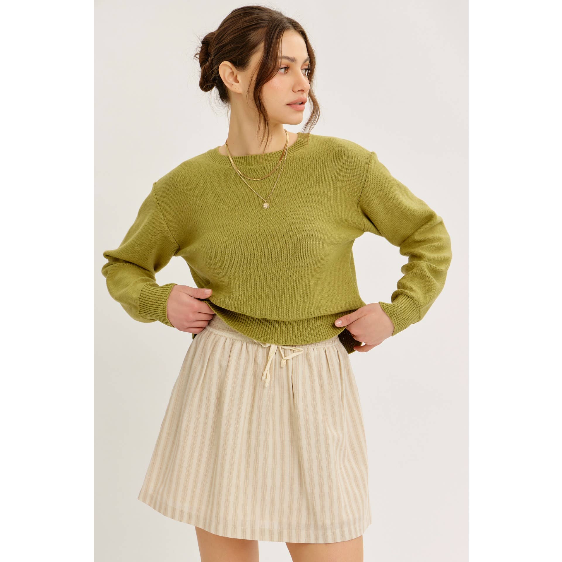 idem ditto – Pulôver - Mulher por atacado – TOP DE MALHA COM LAÇO NAS COSTAS E DECOTE REDONDO EM CONTRASTE34