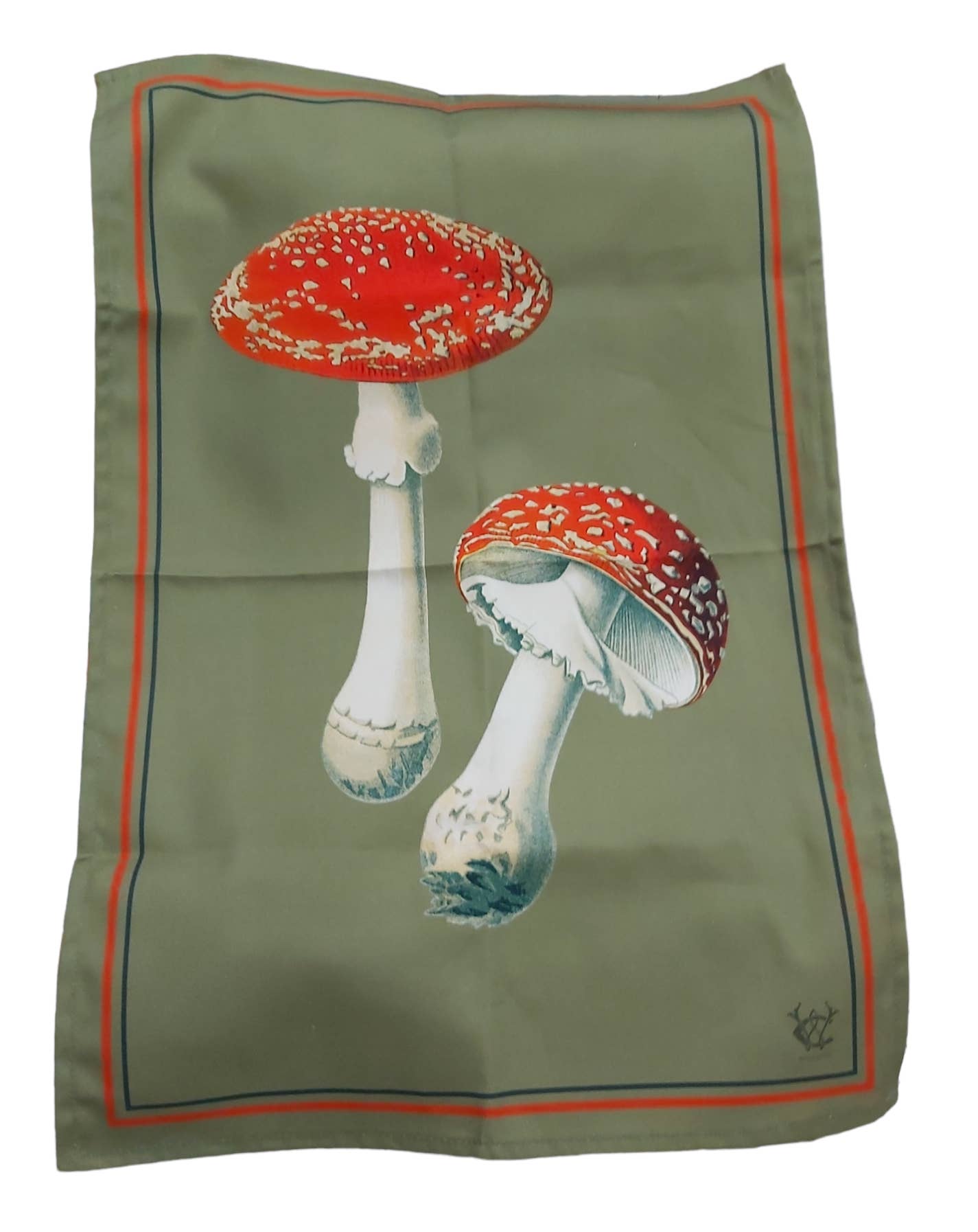 Wanda Coyne Collection – wholesale Tea towel – Amanita Muscaria Olive Tea Towel Antique Illustration