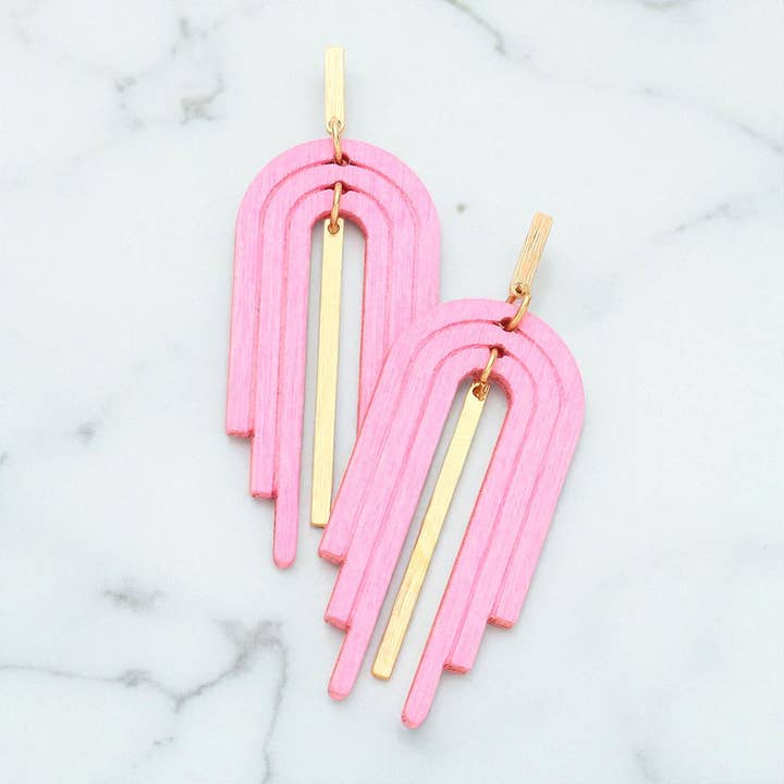 Böjda trämetallstångslänkarörhängen för wholesale av Sensibling Corp.