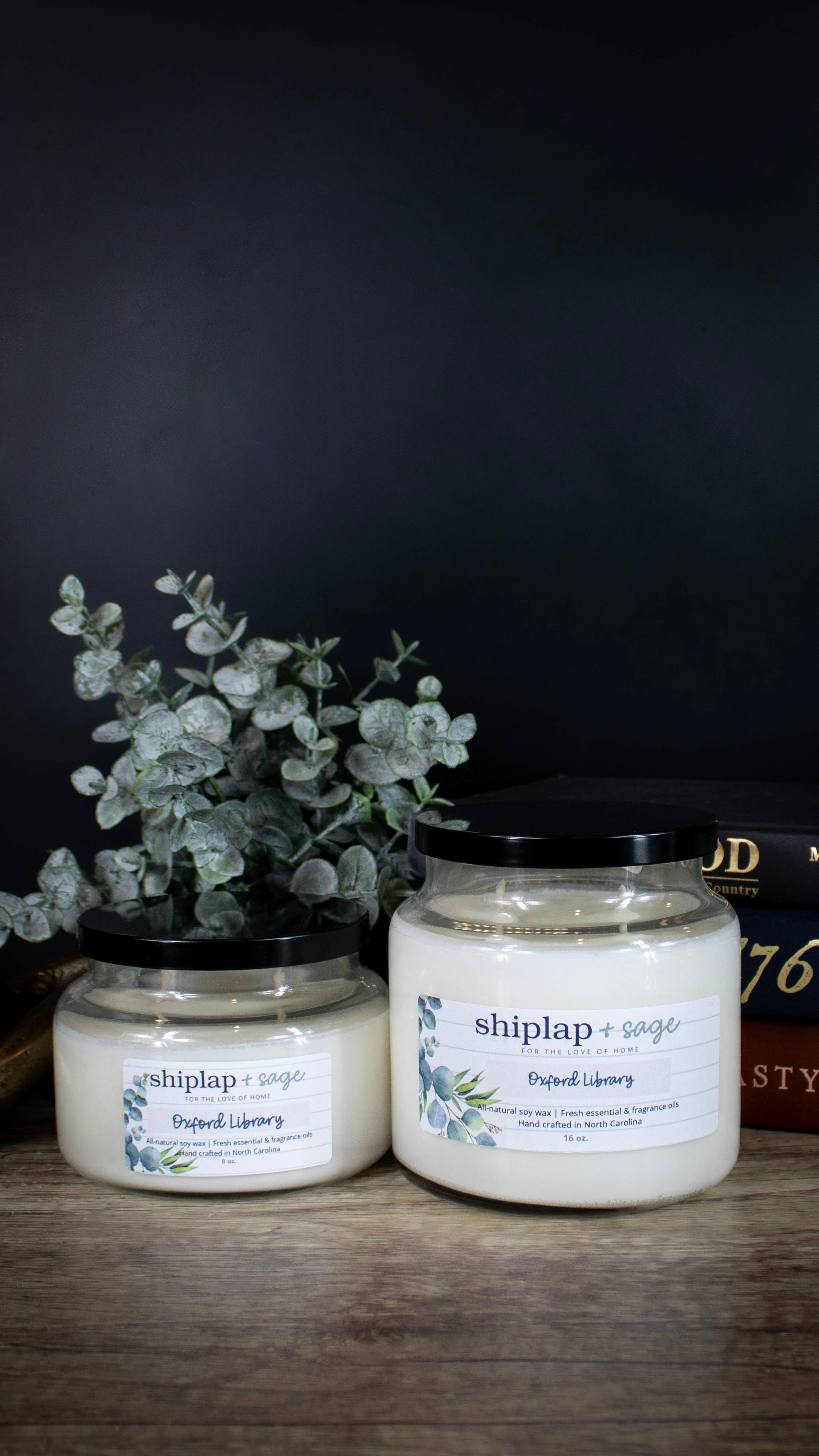 Shiplap and Sage - Wholesale Jar/Filled Candle - Oxford Library - Candle1