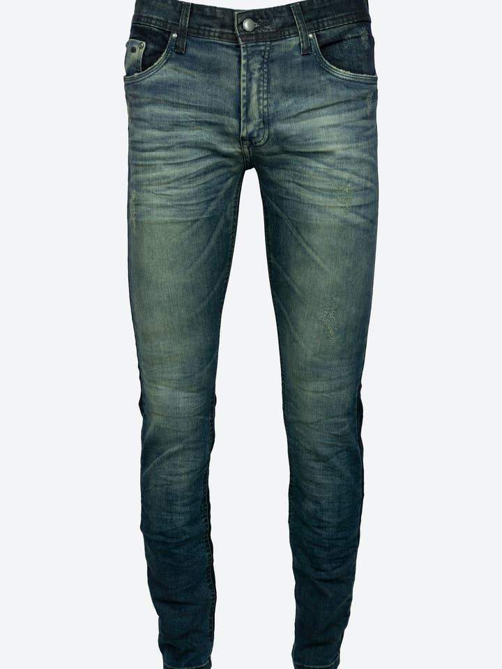 Skinny Splatter - Dirty Blue for wholesale by 86A Jeans