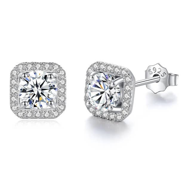 JohnnyB Jewelry - Wholesale Stud/post earrings - RUTH - Round Moissanite Stud Earrings in Sterling1