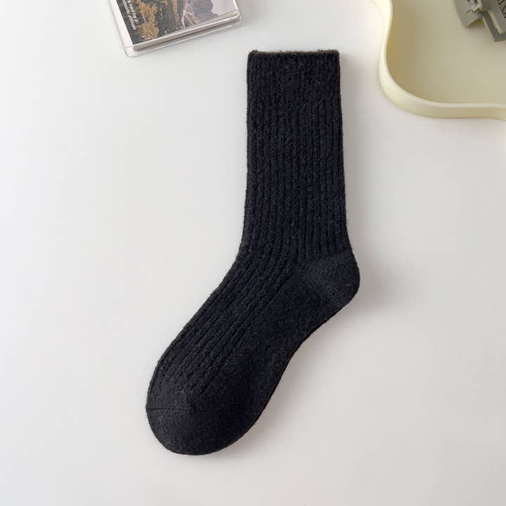 Happy Knits - Wholesale Socks - Women's - Solid Cashmere Warm Socks & Striped Wool Socks for Winter