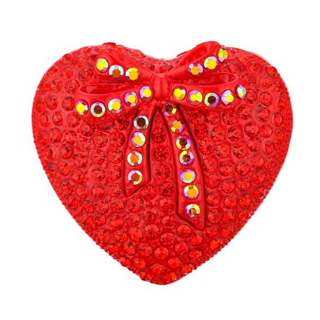 Rhinestone hjerte med BOW Fashion broschenål for engroshandel hos Nima Accessories Inc