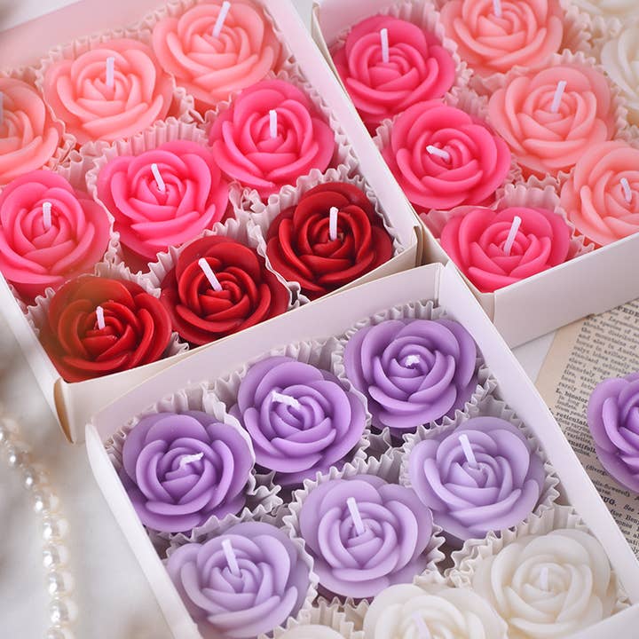 9pcs Valentine's Day Handmade Rose Scented Candle Set for wholesale by Candles Meta
