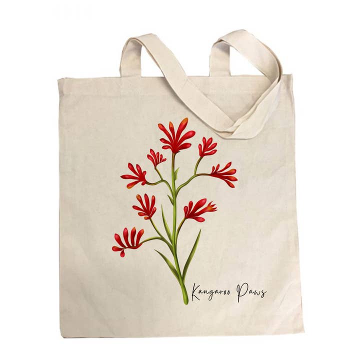 AGCB1016: Kangaroo Paws Cotton Tote Bag for wholesale by Australiana Gifts Co