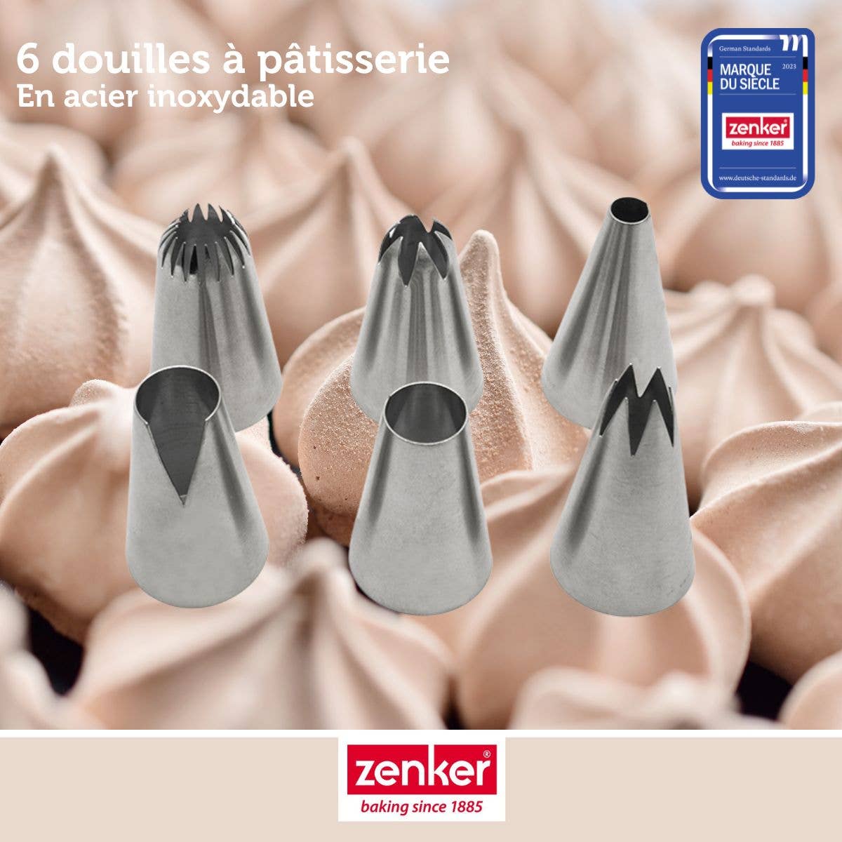 Zenker - Wholesale Decorating Tool - Set of 6 Zenker large stainless steel pastry nozzles2