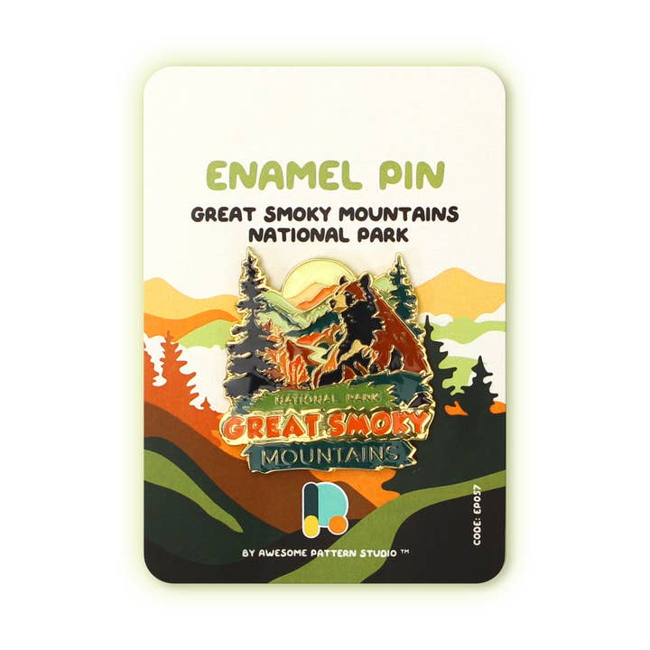 Esmalte Pin - Parque Nacional Great Smoky. Pin de insignia, pin de solapa para venta al por mayor de Awesome Pattern Studio