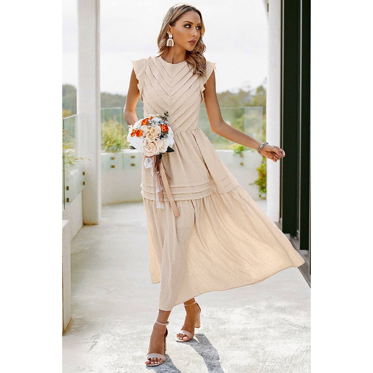 Supreme Fashion – Vestido - Mulher por atacado – Vestido Sólido Salgueiro Fumado Maxi10