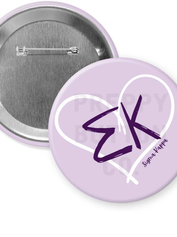 Pulsante della Confraternita del Cuore Sigma Kappa per la vendita all'ingrosso da parte di Preppy Button Co. LLC.